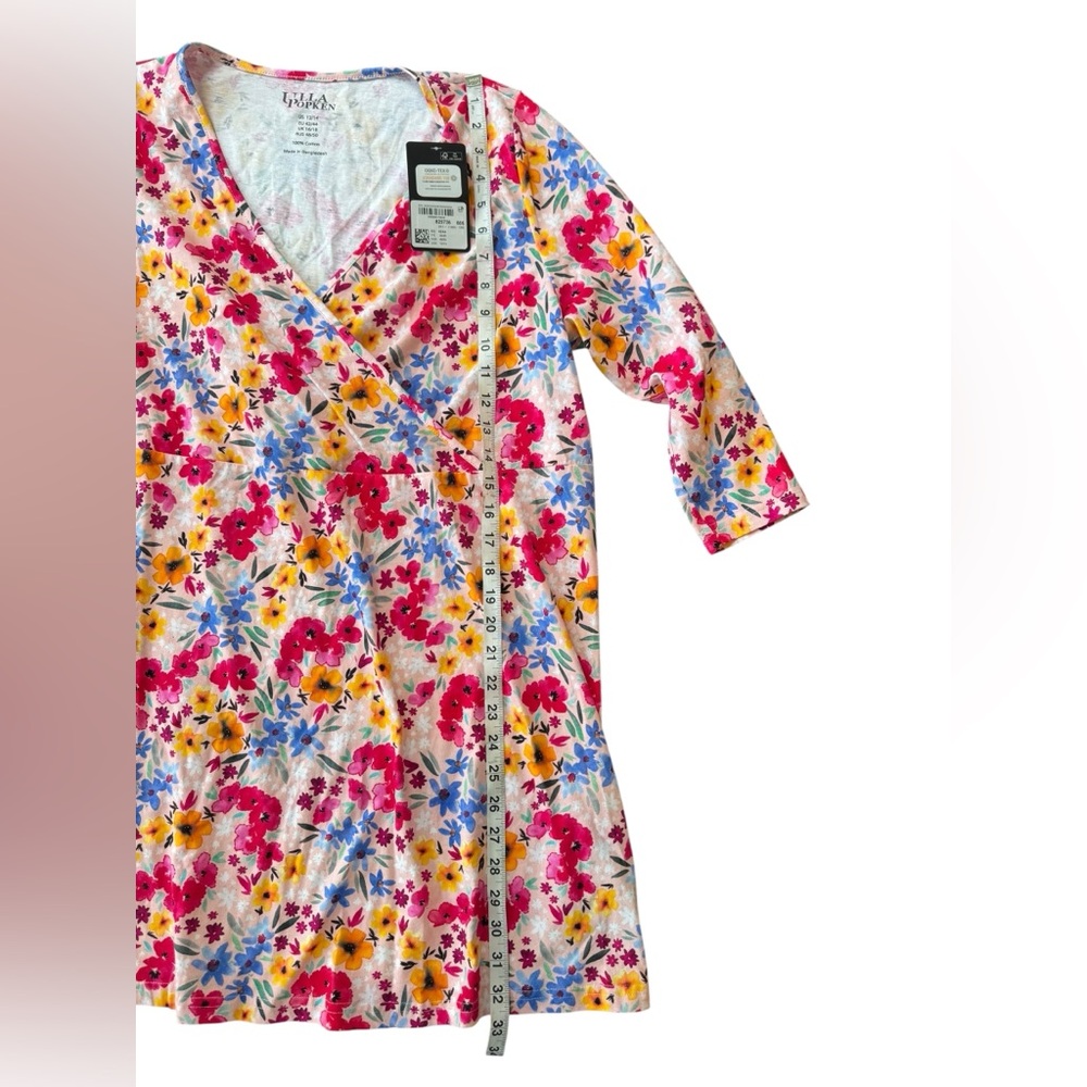 NWT‎ Ulla Popken US 12/14 EU 42/44 Spring Floral Short Sleeve Blouse 100% Cotton - Picture 2 of 5